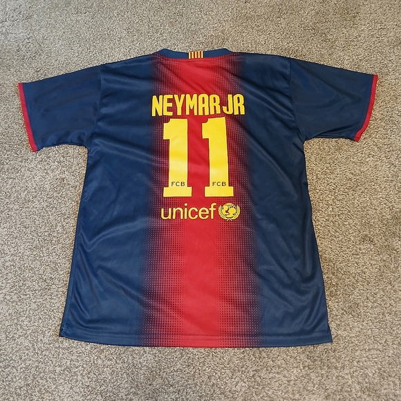 FC Barcelona Qatar Foundation Neymar Jr #11 Soccer Jersey Boys Size 14 - Picture 2 of 5